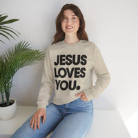 Jesus Loves You – Gildan Heavy Blend | Trendy Women’s and Men's Soft Sweatshirt. Direct to Garment. Printed & Shipped in the USA. Unisex Sizes.
