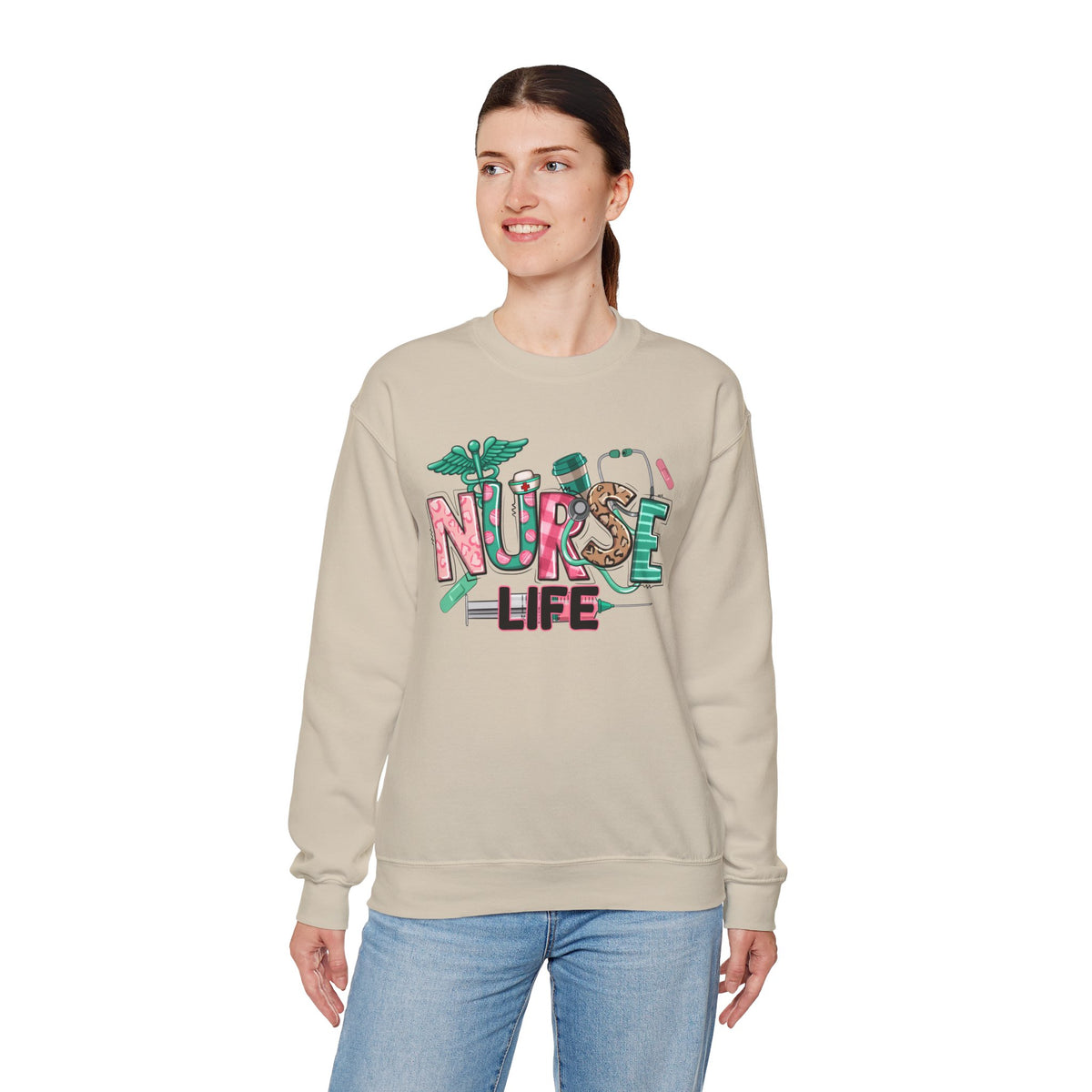Nurse Life Cute Preppy Healthcare – Gildan Heavy Blend | Trendy Women’s Soft Sweatshirt. Direct to Garment. Printed & Shipped in the USA. Unisex Sizes.