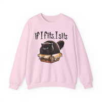 If I Fits I Sits, Cat in a Box – Gildan Heavy Blend | Trendy Women’s and Men's Soft Sweatshirt. Direct to Garment. Printed & Shipped in the USA. Unisex Sizes.