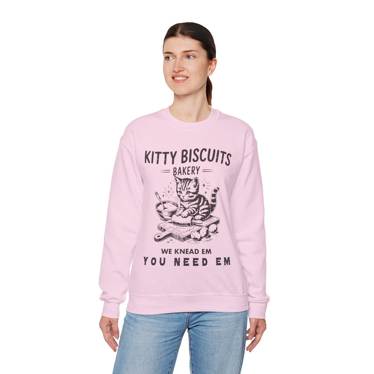 Kitty Biscuits Bakery – Gildan Heavy Blend | Trendy Women’s and Men's Soft Sweatshirt. Direct to Garment. Printed & Shipped in the USA. Unisex Sizes.