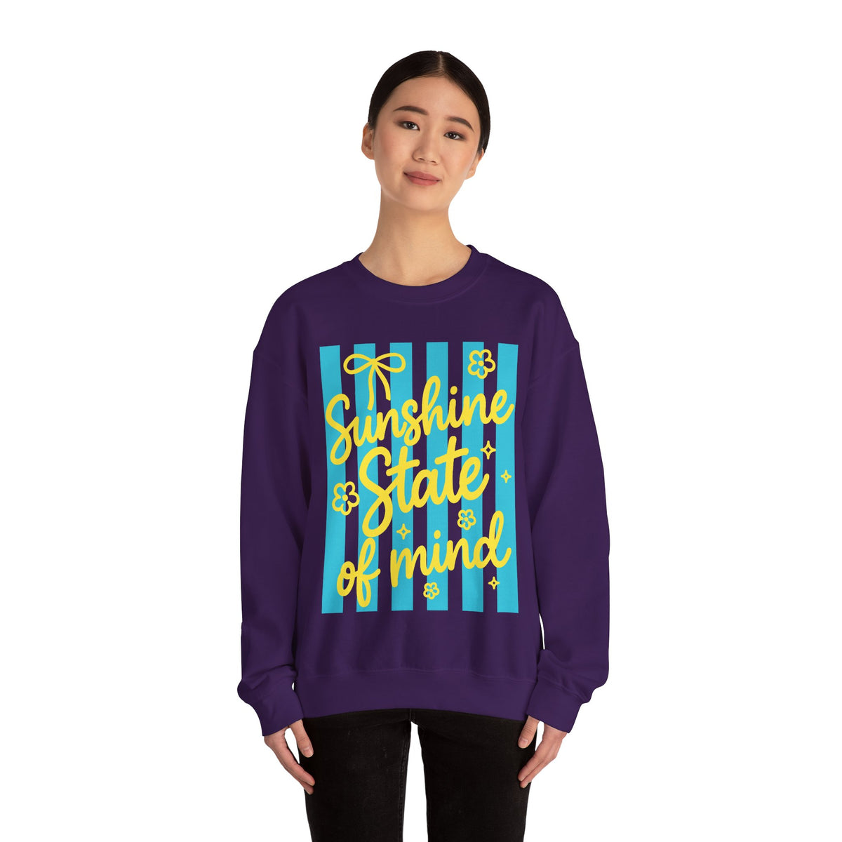 Sunshine State of Mind – Gildan Heavy Blend | Trendy Women’s Soft Sweatshirt. Direct to Garment. Printed & Shipped in the USA. Unisex Sizes.