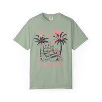 Feral Girl Summer, Possum on a Beach - Comfort Colors | Trendy Women's T-Shirt. Direct to Garment. Printed & Shipped in the USA. Unisex Sizes.