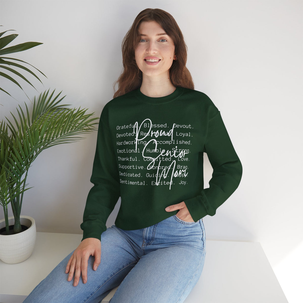 Proud Senior Mom, Description – Gildan Heavy Blend | Trendy Women’s Soft Sweatshirt. Direct to Garment. Printed & Shipped in the USA. Unisex Sizes.