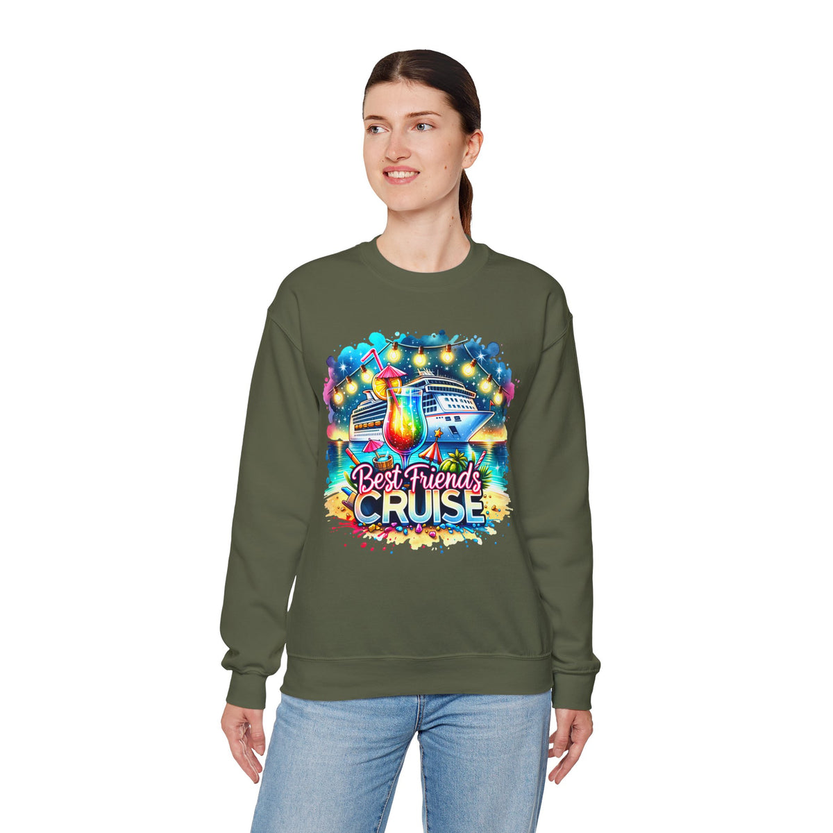 Best Friends Cruise – Gildan Heavy Blend | Trendy Women’s Soft Sweatshirt. Direct to Garment. Printed & Shipped in the USA. Unisex Sizes.