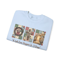 A Lot Can Happen In 3 Days - He is Risen – Gildan Heavy Blend | Trendy Women’s Soft Sweatshirt. Direct to Garment. Printed & Shipped in the USA. Unisex Sizes.