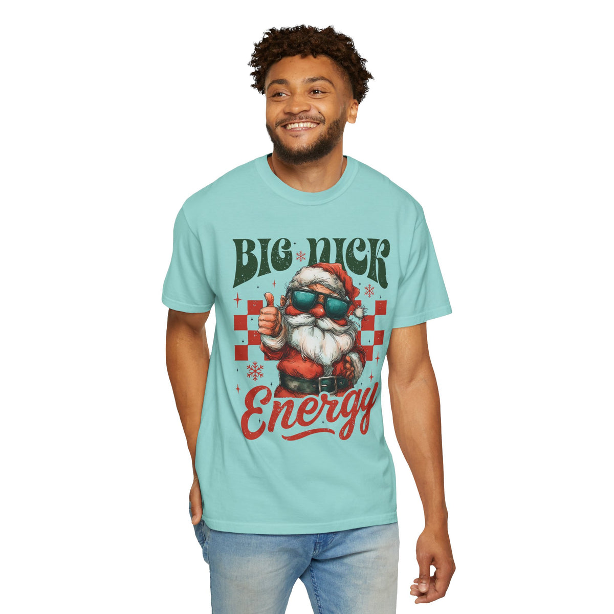Big Nick Energy - Retro Santa Thumbs Up  - Comfort Colors | Trendy Women's T-Shirt. Direct to Garment. Printed & Shipped in the USA. Unisex Sizes.