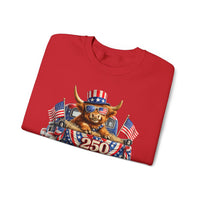 Patriotic Highland, America's 250th Birthday – Gildan Heavy Blend | Trendy Women’s and Men's Soft Sweatshirt. Direct to Garment. Printed & Shipped in the USA. Unisex Sizes.