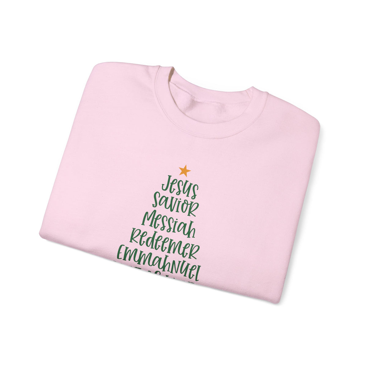 Jesus Names Christmas Tree – Gildan Heavy Blend | Trendy Women’s Soft Sweatshirt. Direct to Garment. Printed & Shipped in the USA. Unisex Sizes.