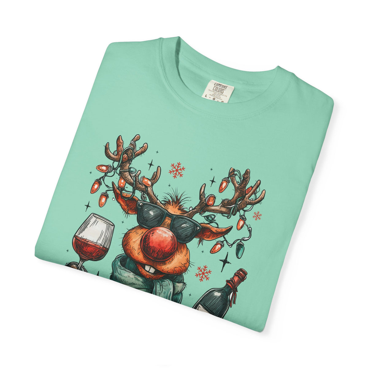 Merry & Mischievous Reindeer - Comfort Colors | Trendy Women's and Men's T-Shirt. Direct to Garment. Printed & Shipped in the USA. Unisex Sizes.
