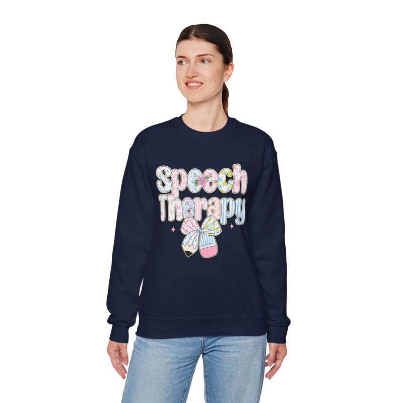 Speech Therapy - Pink Blue Coquette – Gildan Heavy Blend | Trendy Women’s Soft Sweatshirt. Direct to Garment. Printed & Shipped in the USA. Unisex Sizes.