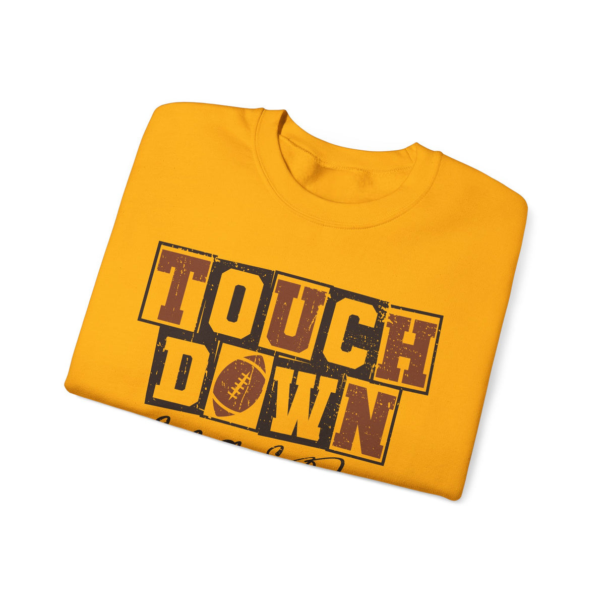 Touchdown Season - Distressed – Gildan Heavy Blend | Trendy Men's and Women’s Soft Sweatshirt. Direct to Garment. Printed & Shipped in the USA. Unisex Sizes.