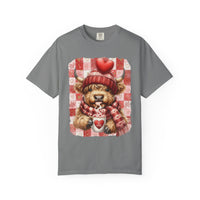 Highland Cow Be Mine, Red Checkered - Comfort Colors | Trendy Women's T-Shirt. Direct to Garment. Printed & Shipped in the USA. Unisex Sizes.
