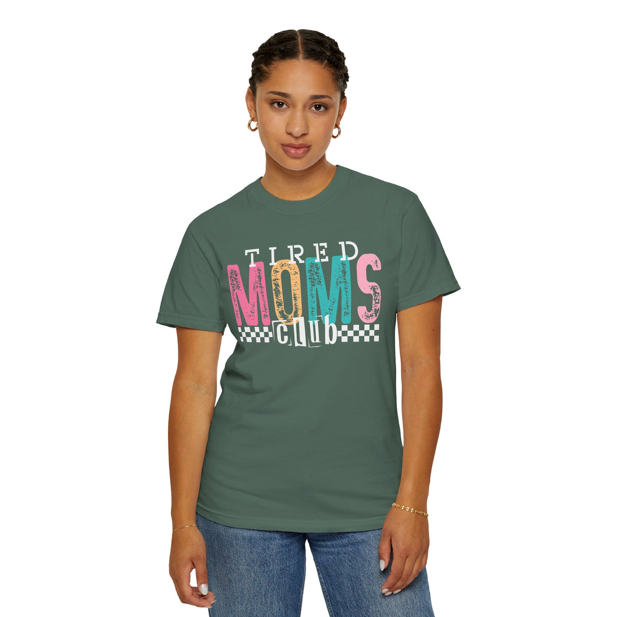 Tired Moms Club Pastel - Comfort Colors | Trendy Women's T-Shirt. Direct to Garment. Printed & Shipped in the USA. Unisex Sizes.