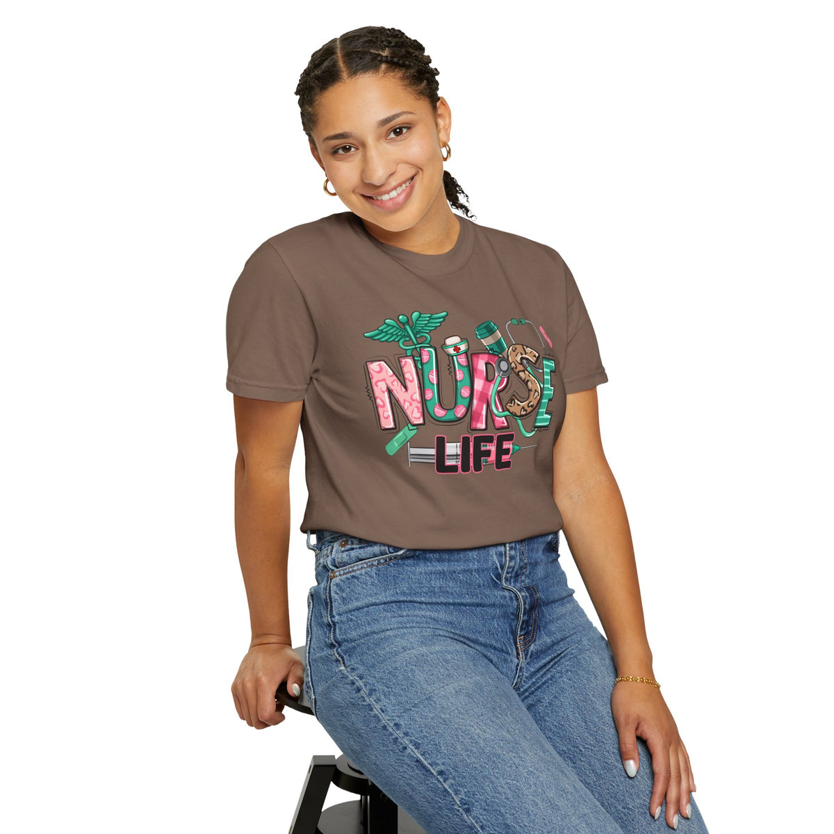 Nurse Life Cute Preppy Healthcare - Comfort Colors | Trendy Women's T-Shirt. Direct to Garment. Printed & Shipped in the USA. Unisex Sizes.