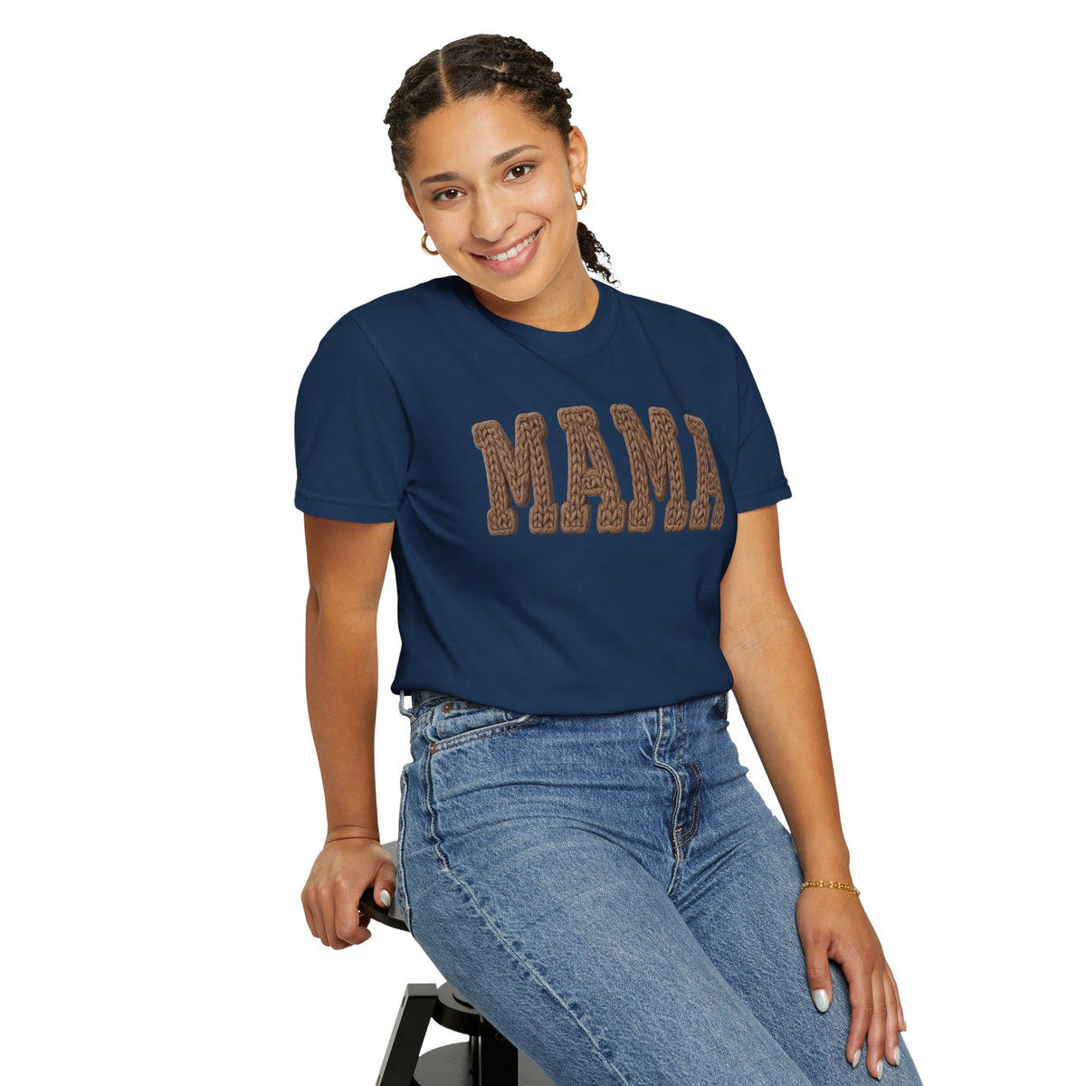 Mama, Faux Knit - Comfort Colors | Trendy Women's T-Shirt. Direct to Garment. Printed & Shipped in the USA. Unisex Sizes.