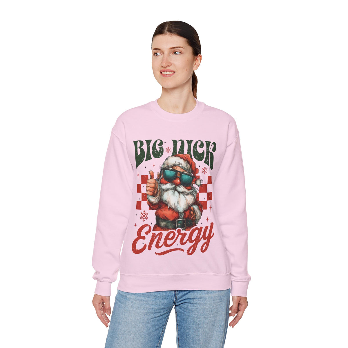 Big Nick Energy - Retro Santa Thumbs Up – Gildan Heavy Blend | Trendy Men's and Women’s Soft Sweatshirt. Direct to Garment. Printed & Shipped in the USA. Unisex Sizes.