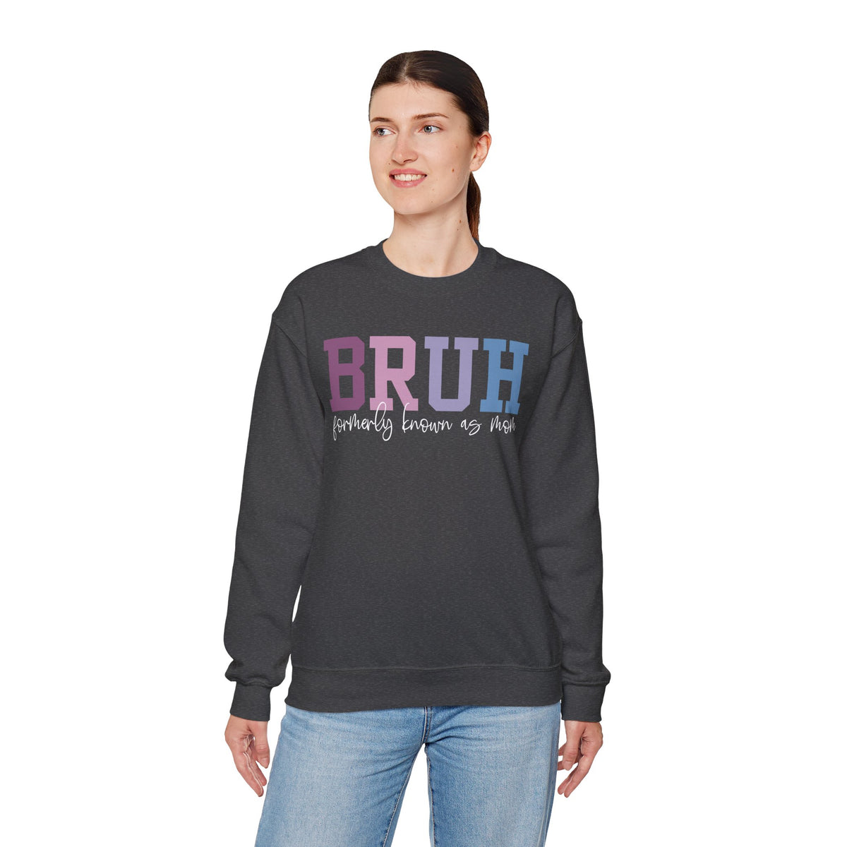 BRUH Formerly Known As Mom – Gildan Heavy Blend | Trendy Women’s Soft Sweatshirt. Direct to Garment. Printed & Shipped in the USA. Unisex Sizes.