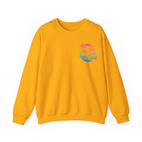 Sun Salt Sand, Beach Sunset - Front & Back Print – Gildan Heavy Blend | Trendy Women’s and Men's Soft Sweatshirt. Direct to Garment. Printed & Shipped in the USA. Unisex Sizes.