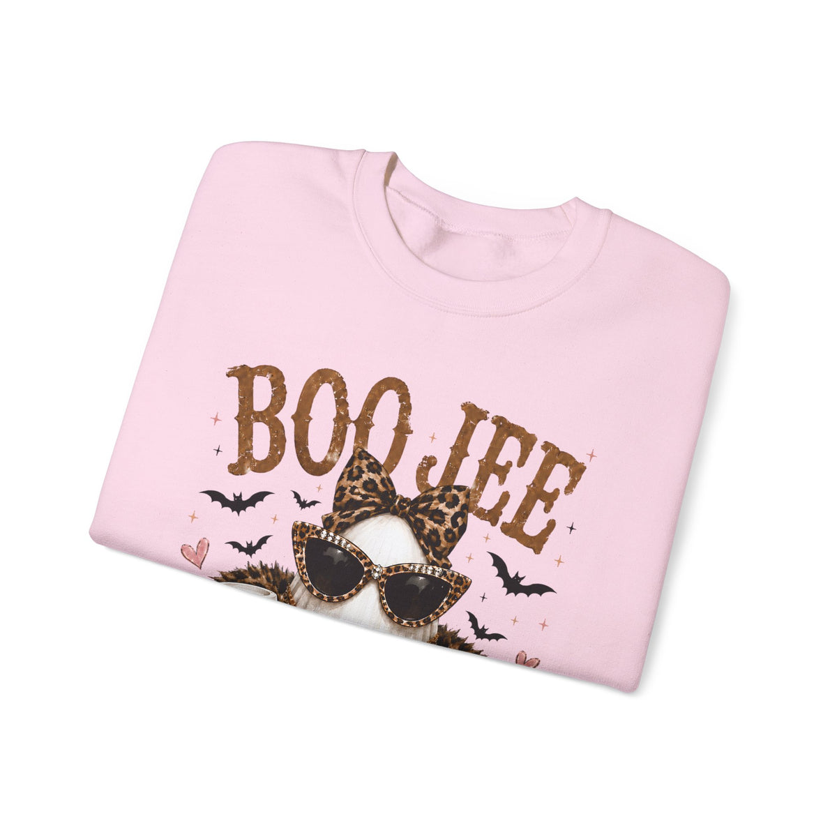 BooJee Ghost with Coffee - Halloween – Gildan Heavy Blend | Trendy Women’s Soft Sweatshirt. Direct to Garment. Printed & Shipped in the USA. Unisex Sizes.