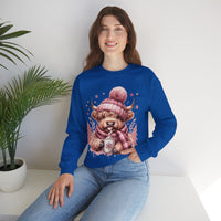 Cozy Highland Cow, Winter Coffee Mug & Scarf Pink – Gildan Heavy Blend | Trendy Women’s Soft Sweatshirt. Direct to Garment. Printed & Shipped in the USA. Unisex Sizes.