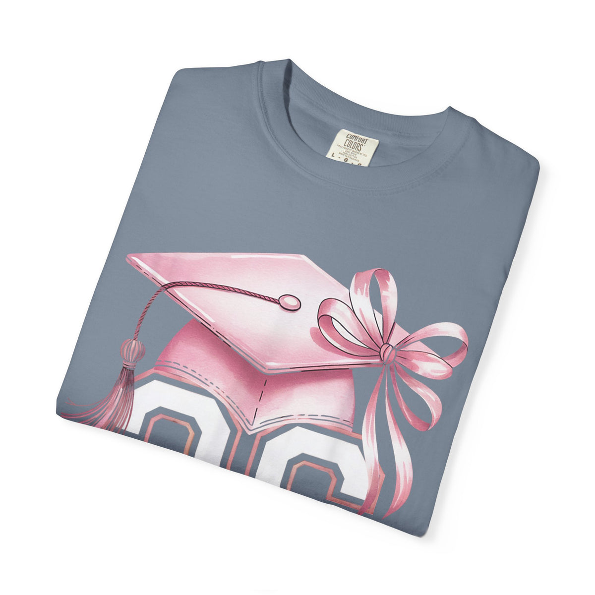 Pink Coquette, Class of 2026 Graduation Cap - Comfort Colors | Trendy Women's T-Shirt. Direct to Garment. Printed & Shipped in the USA. Unisex Sizes.