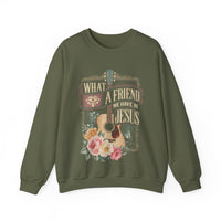 What a Friend We Have in Jesus, Guitar Vintage – Gildan Heavy Blend | Trendy Women’s Soft Sweatshirt. Direct to Garment. Printed & Shipped in the USA. Unisex Sizes.