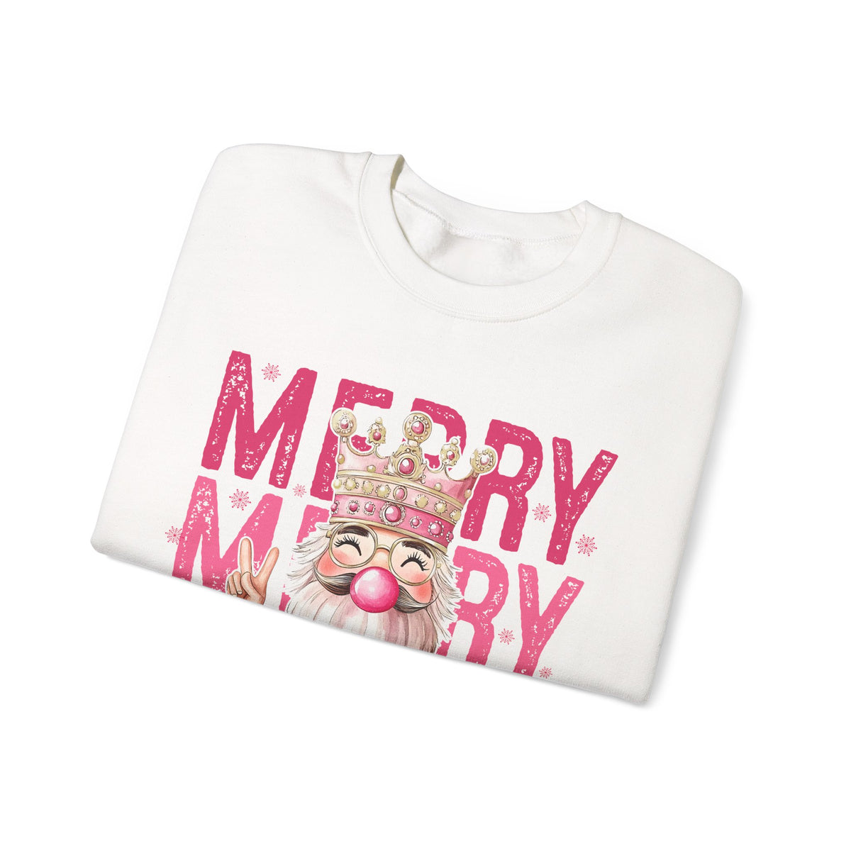 Merry Christmas - Cute Pink Bubblegum Nutcracker – Gildan Heavy Blend | Trendy Women’s Soft Sweatshirt. Direct to Garment. Printed & Shipped in the USA. Unisex Sizes.