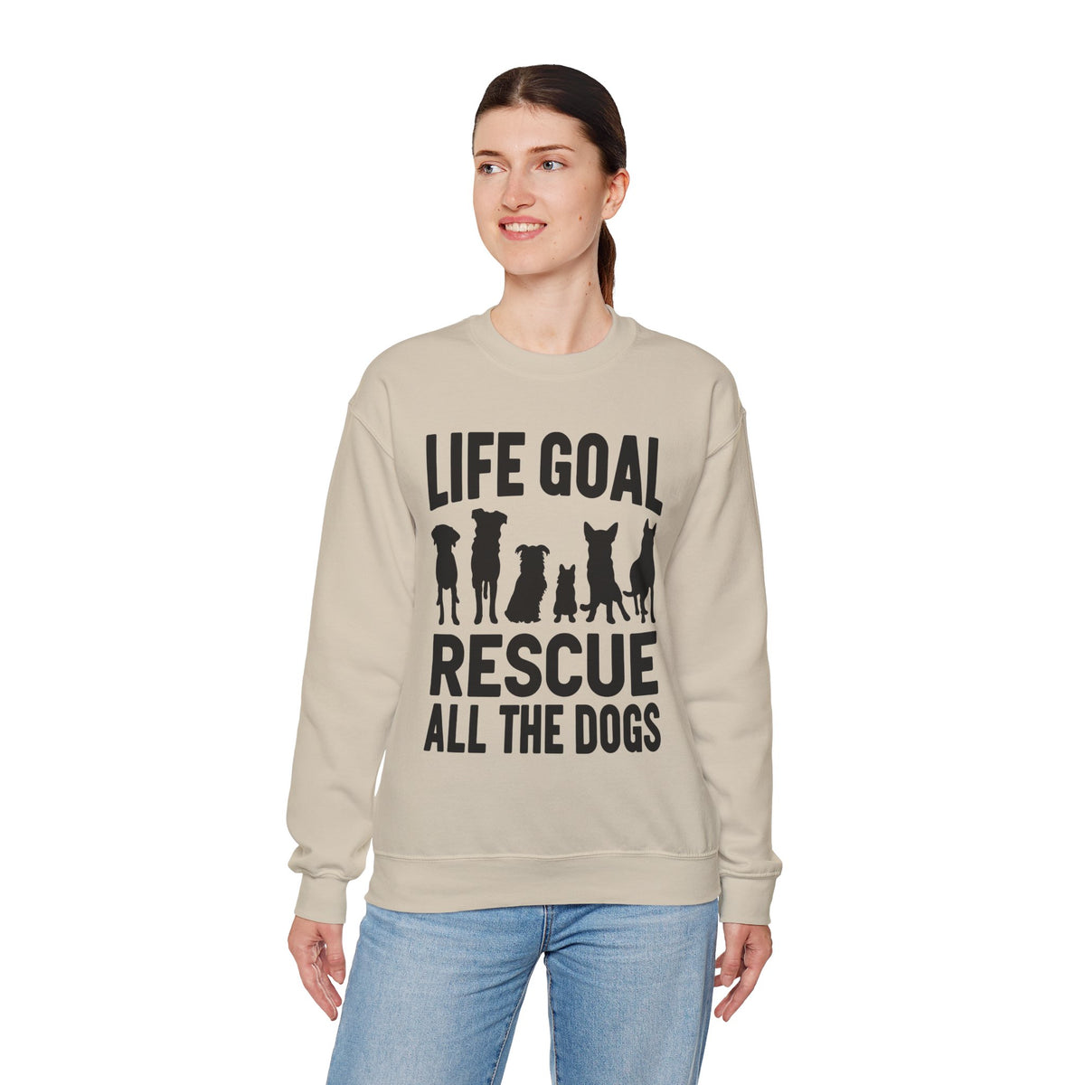 Life Goal Rescue All The Dogs – Gildan Heavy Blend | Trendy Men's and Women’s Soft Sweatshirt. Direct to Garment. Printed & Shipped in the USA. Unisex Sizes.