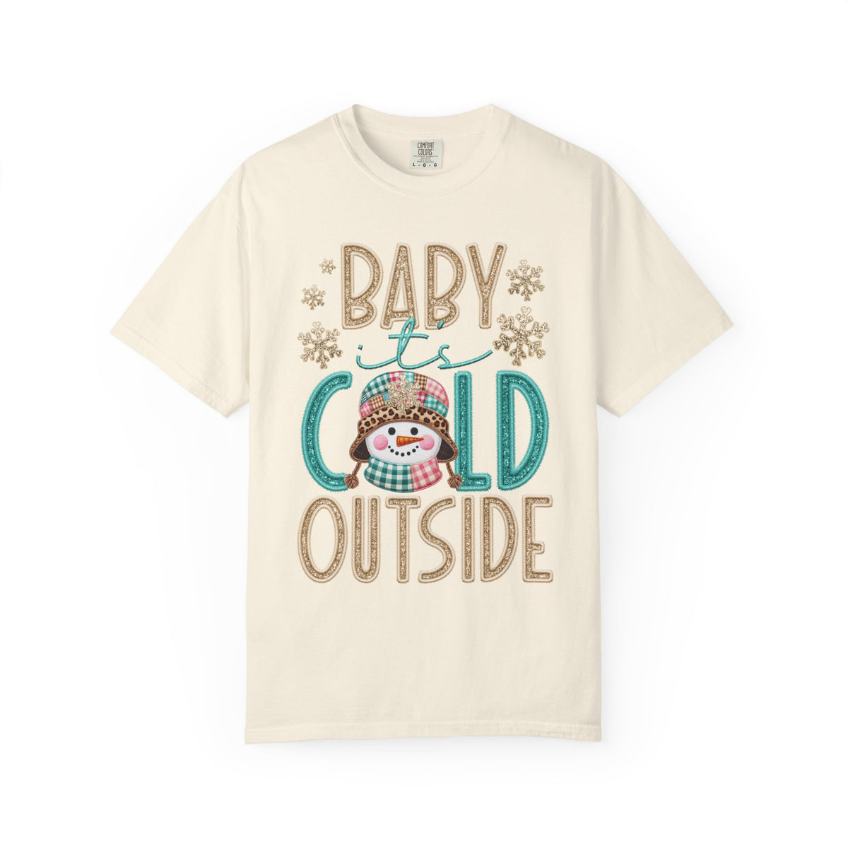 Baby It's Cold Outside Snowman  - Comfort Colors | Trendy Women's T-Shirt. Direct to Garment. Printed & Shipped in the USA. Unisex Sizes.