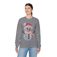Cute Yarn Snowman - Pink Scarf Faux Yarn – Gildan Heavy Blend | Trendy Women’s Soft Sweatshirt. Direct to Garment. Printed & Shipped in the USA. Unisex Sizes.