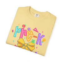 Coquette Pre-K Pencil Bow - Comfort Colors | Trendy Women's T-Shirt. Direct to Garment. Printed & Shipped in the USA. Unisex Sizes.