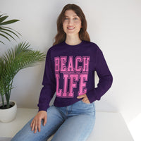 Beach Life – Gildan Heavy Blend | Trendy Men's & Women’s Soft Sweatshirt. Direct to Garment. Printed & Shipped in the USA. Unisex Sizes.