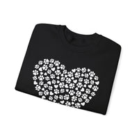 Dog Paw Heart – Gildan Heavy Blend | Trendy Women’s Soft Sweatshirt. Direct to Garment. Printed & Shipped in the USA. Unisex Sizes.