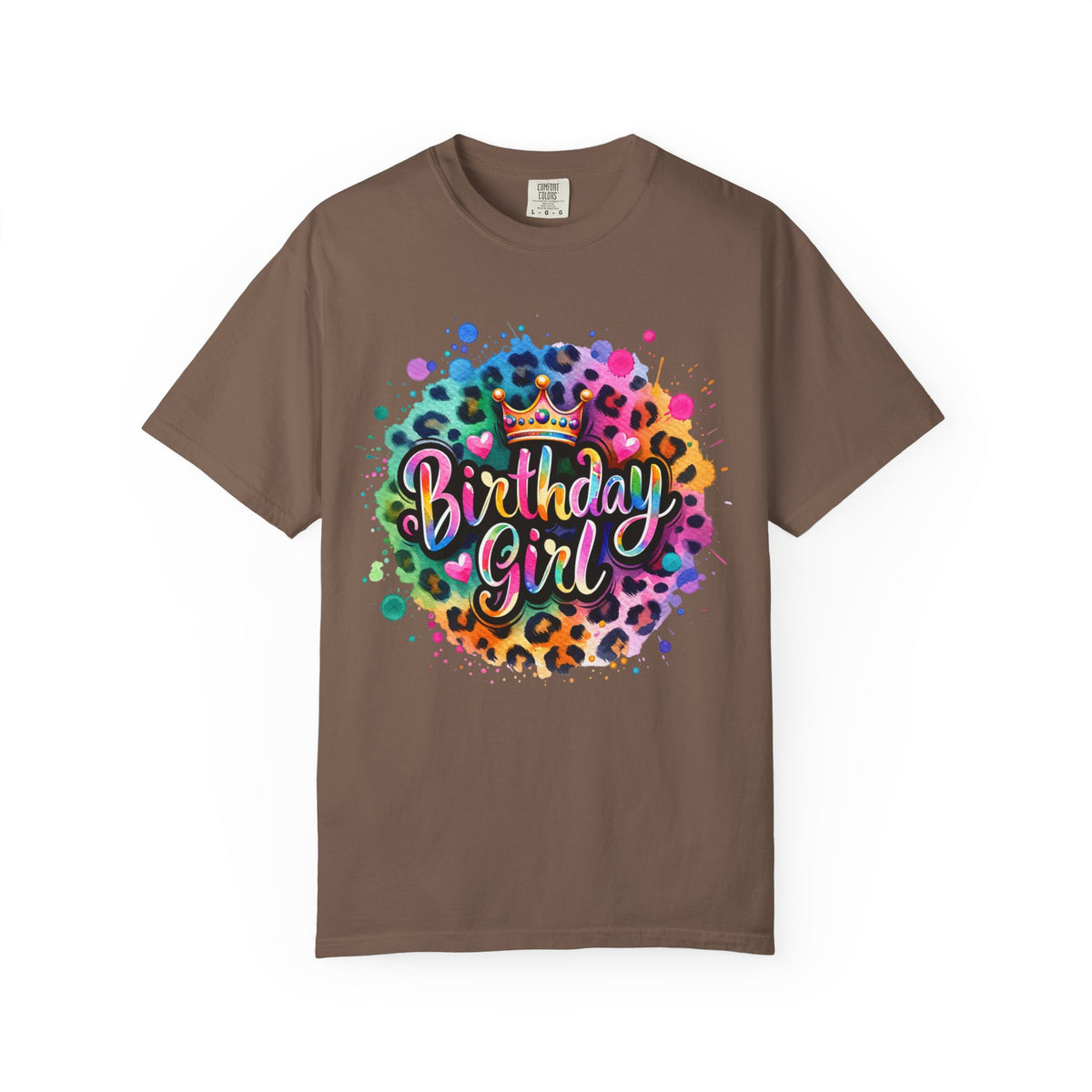 Birthday Girl, Neon Leopard - Comfort Colors | Trendy Women's T-Shirt. Direct to Garment. Printed & Shipped in the USA. Unisex Sizes.