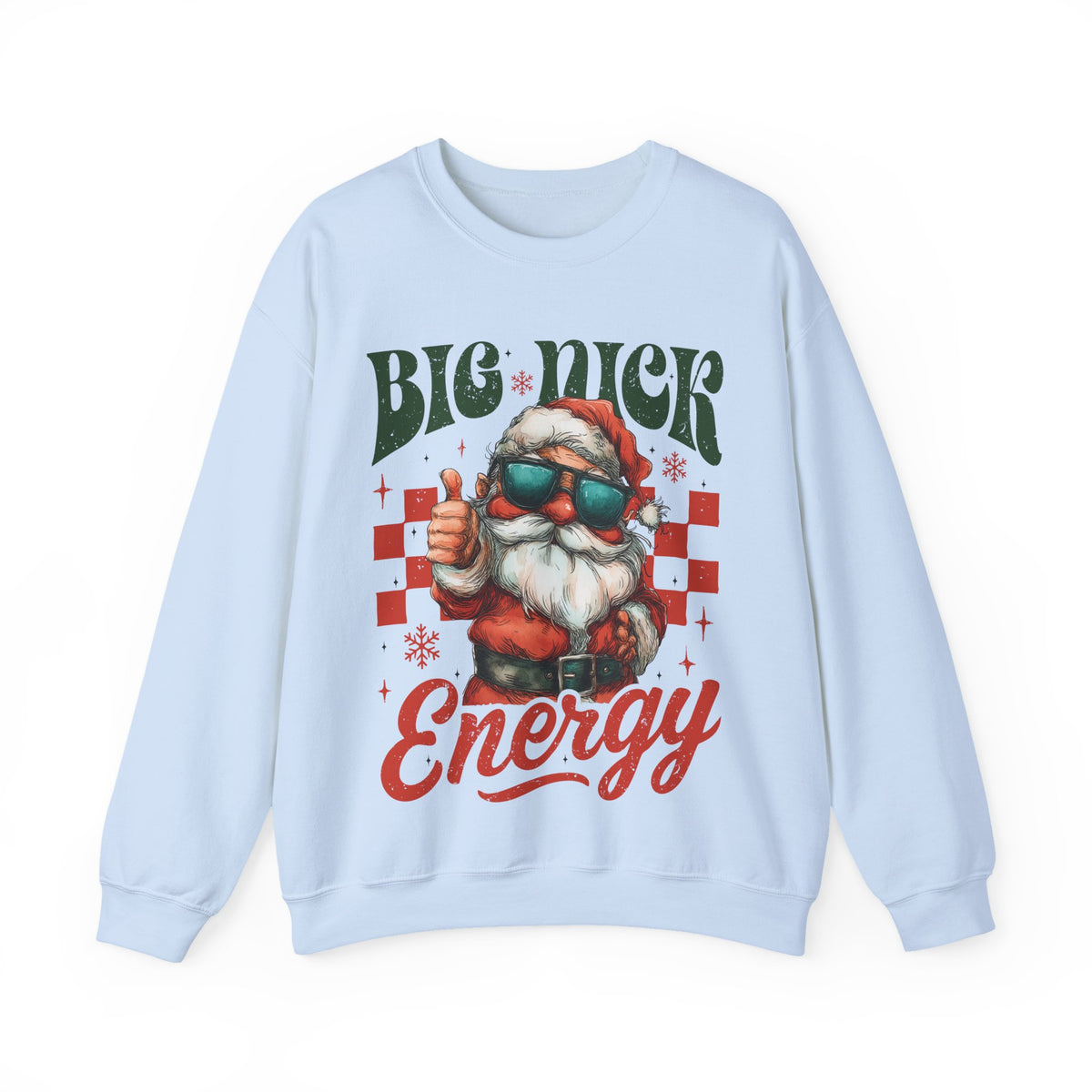 Big Nick Energy - Retro Santa Thumbs Up – Gildan Heavy Blend | Trendy Men's and Women’s Soft Sweatshirt. Direct to Garment. Printed & Shipped in the USA. Unisex Sizes.