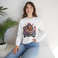 Patriotic Highland, America's 250th Birthday – Gildan Heavy Blend | Trendy Women’s and Men's Soft Sweatshirt. Direct to Garment. Printed & Shipped in the USA. Unisex Sizes.