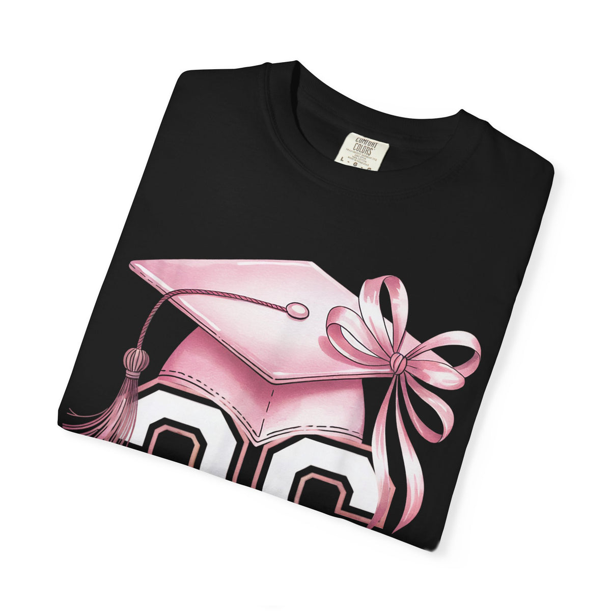 Pink Coquette, Class of 2026 Graduation Cap - Comfort Colors | Trendy Women's T-Shirt. Direct to Garment. Printed & Shipped in the USA. Unisex Sizes.