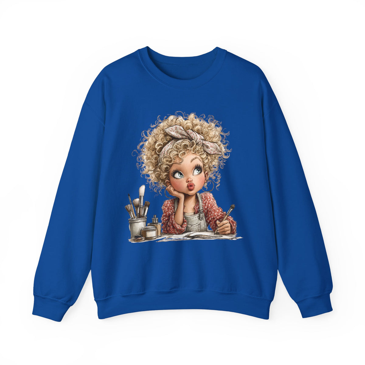 Cute Artist Curly Girl – Gildan Heavy Blend | Trendy Women’s Soft Sweatshirt. Direct to Garment. Printed & Shipped in the USA. Unisex Sizes.