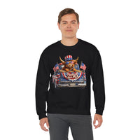 Patriotic Highland, America's 250th Birthday – Gildan Heavy Blend | Trendy Women’s and Men's Soft Sweatshirt. Direct to Garment. Printed & Shipped in the USA. Unisex Sizes.