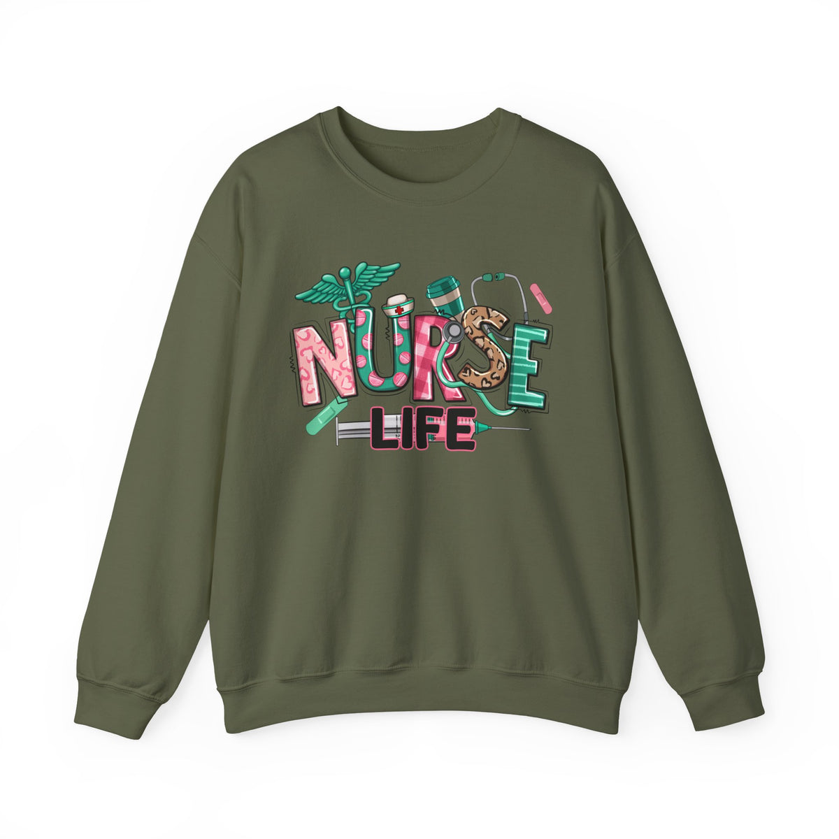 Nurse Life Cute Preppy Healthcare – Gildan Heavy Blend | Trendy Women’s Soft Sweatshirt. Direct to Garment. Printed & Shipped in the USA. Unisex Sizes.
