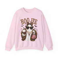 BooJee Ghost with Coffee - Halloween – Gildan Heavy Blend | Trendy Women’s Soft Sweatshirt. Direct to Garment. Printed & Shipped in the USA. Unisex Sizes.