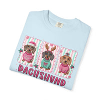 Dachshund Through the Snow - Comfort Colors | Trendy Women's T-Shirt. Direct to Garment. Printed & Shipped in the USA. Unisex Sizes.