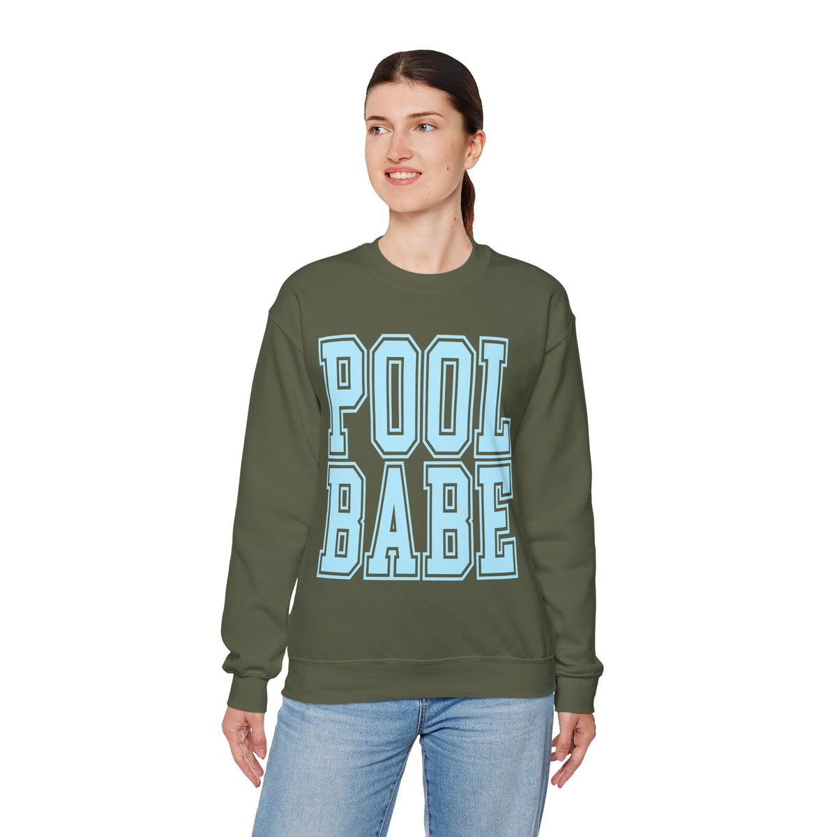 Pool Babe – Gildan Heavy Blend | Trendy Women’s Soft Sweatshirt. Direct to Garment. Printed & Shipped in the USA. Unisex Sizes.