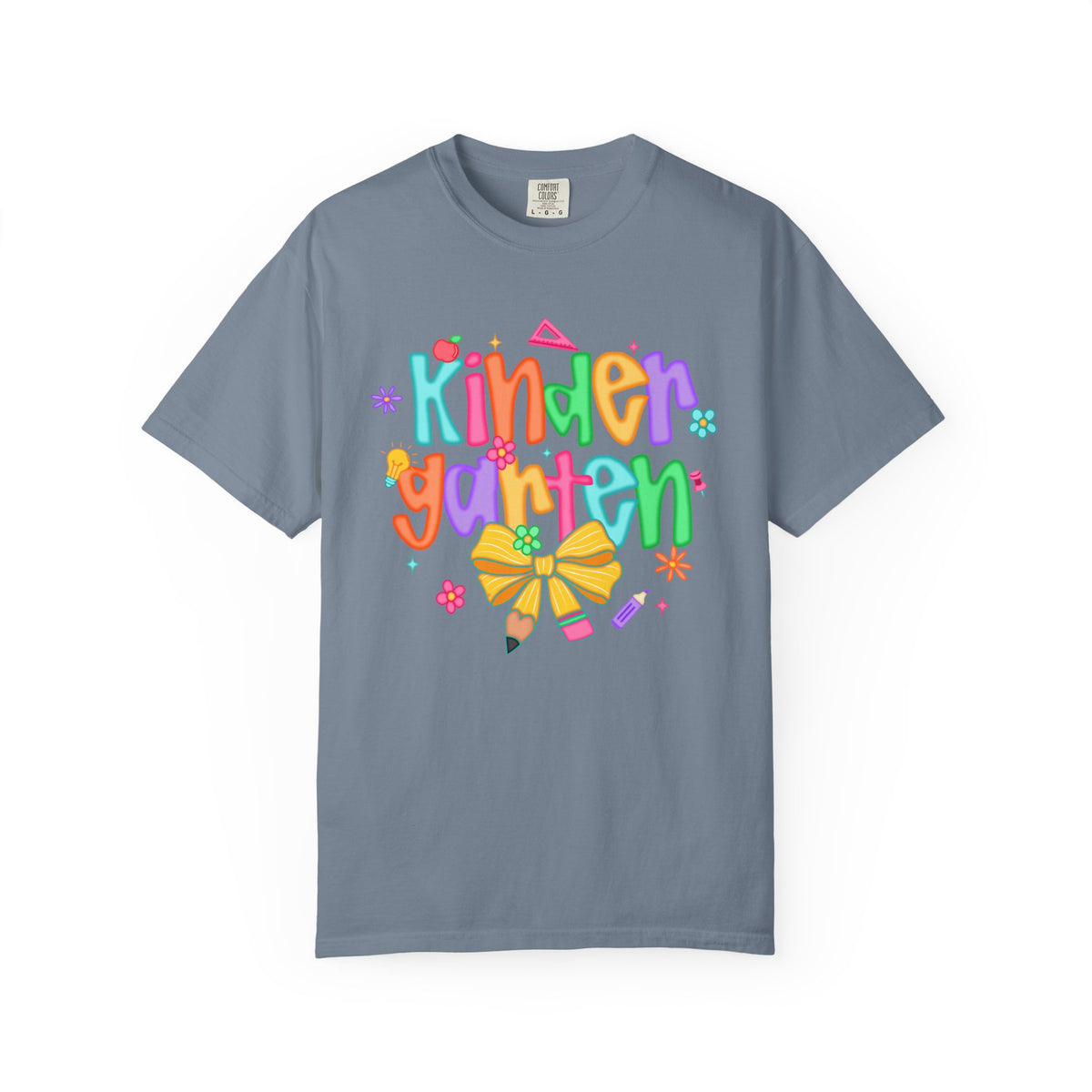 Coquette Kindergarten Pencil Bow - Comfort Colors | Trendy Women's T-Shirt. Direct to Garment. Printed & Shipped in the USA. Unisex Sizes.