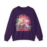 When All Else Fails, God Doesn't, Vintage – Gildan Heavy Blend | Trendy Women’s Soft Sweatshirt. Direct to Garment. Printed & Shipped in the USA. Unisex Sizes.