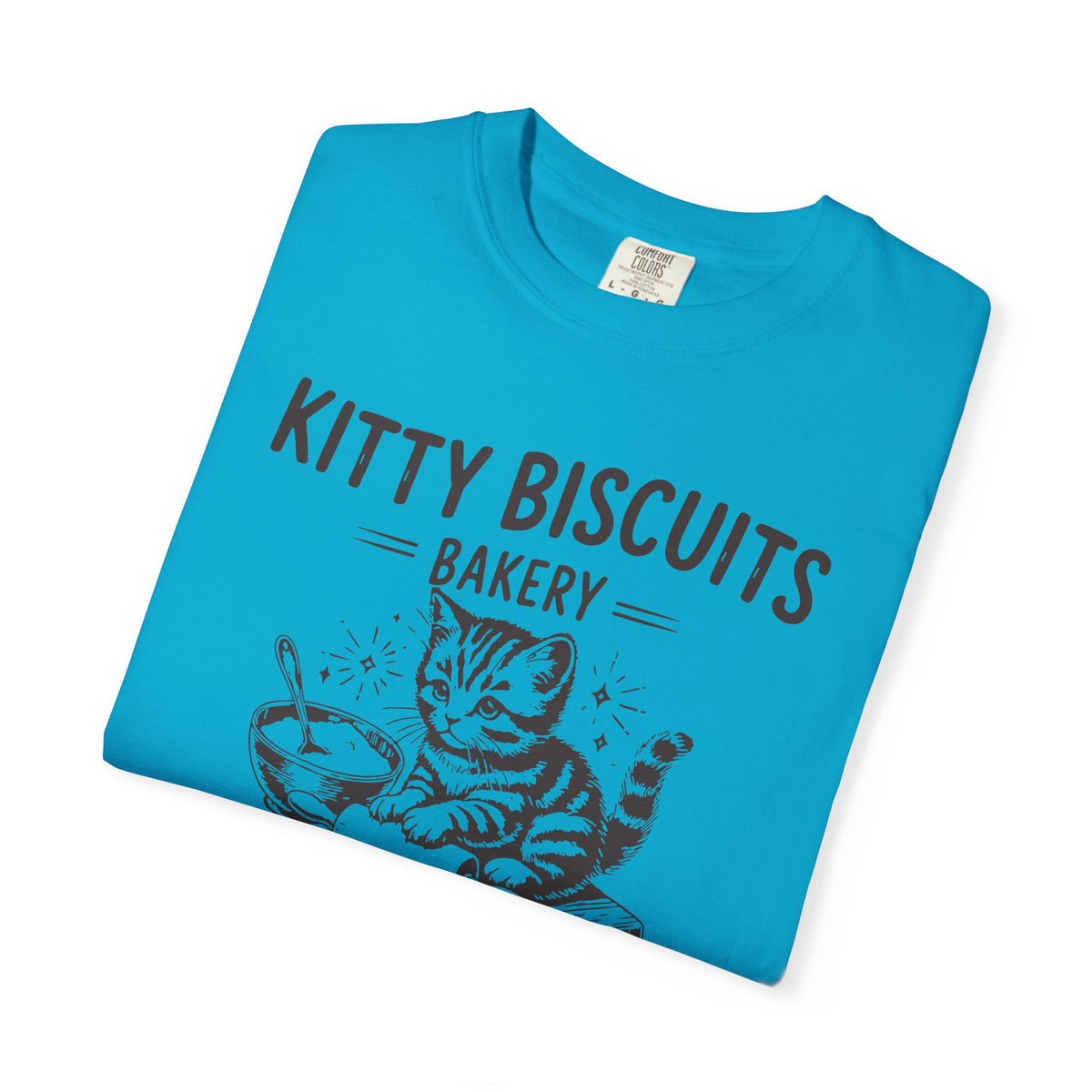 Kitty Biscuits Bakery - Comfort Colors | Trendy Women's and Men's T-Shirt. Direct to Garment. Printed & Shipped in the USA. Unisex Sizes.
