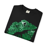 Green Faux Glitter Kiss - Comfort Colors | Trendy Women's T-Shirt. Direct to Garment. Printed & Shipped in the USA. Unisex Sizes.
