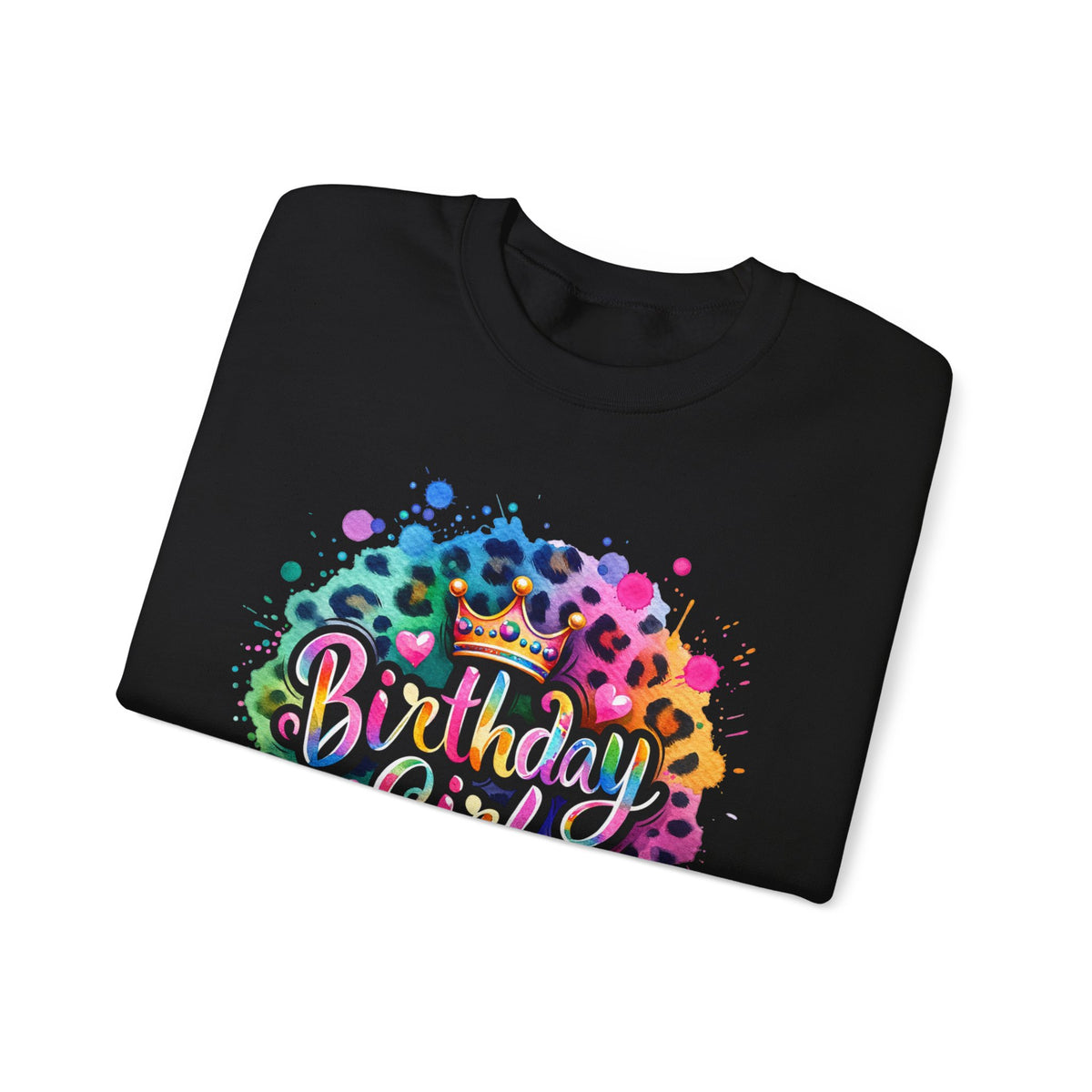 Birthday Girl, Neon Leopard – Gildan Heavy Blend | Trendy Women’s Soft Sweatshirt. Direct to Garment. Printed & Shipped in the USA. Unisex Sizes.