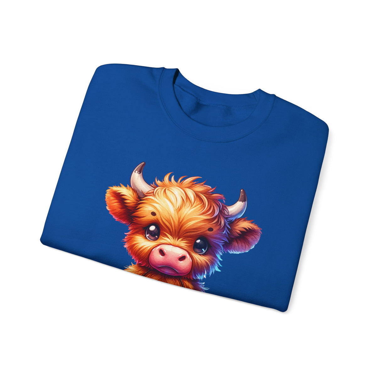 Sugar Addict Highland Cow – Gildan Heavy Blend | Trendy Women’s Soft Sweatshirt. Direct to Garment. Printed & Shipped in the USA. Unisex Sizes.