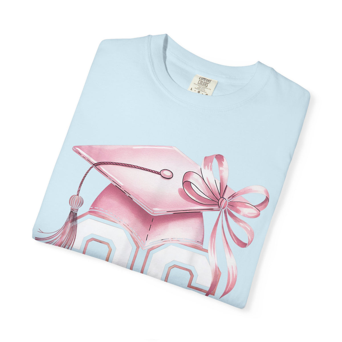 Pink Coquette, Class of 2026 Graduation Cap - Comfort Colors | Trendy Women's T-Shirt. Direct to Garment. Printed & Shipped in the USA. Unisex Sizes.